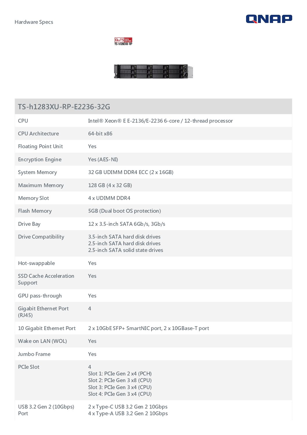Thiết bị lưu trữ NAS QNAP TS-h1283XU-RP-E2236-32G - Ảnh 7