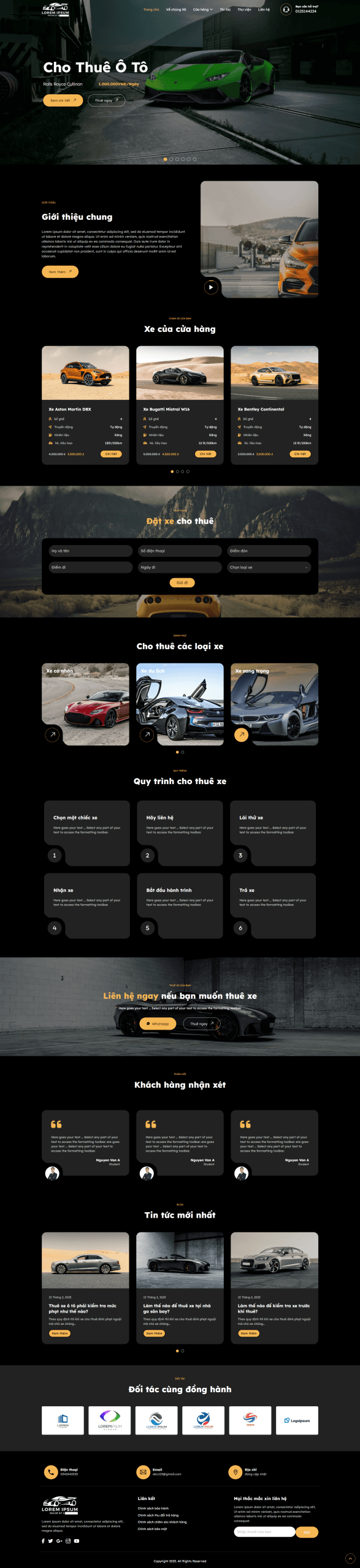 Website Cửa hàng cho thuê Ô tô